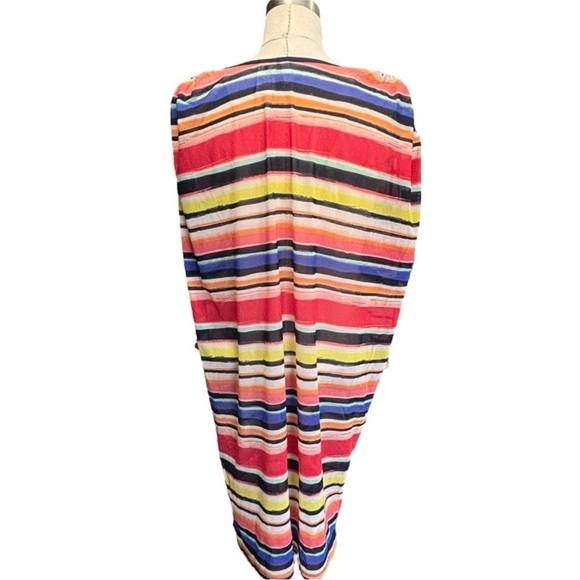 Anne Cole Women's Striped Mesh Swim Top Cover-Up Pink Multi size XS - Picture 4 of 12